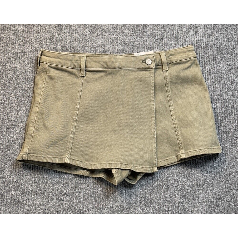 SO Wrap Denim High Rise Skort Junior Size 17 Green Casual Shorts Pockets 33W NEW